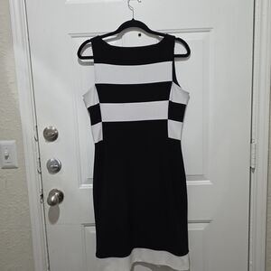 Joseph Ribkoff Black and White Striped Mini Dress